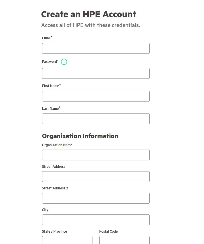 HPE Passport new user registration